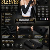 BrandLooks™ ProFlex UV Arm Sleeves – 4-Way Stretch Cooling Sun Protection with Thumb Holes for Cycling, Riding & Outdoor Sports (Black)