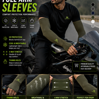 BrandLooks™ ProFlex UV Arm Sleeves – 4-Way Stretch Cooling Sun Protection with Thumb Holes for Cycling, Riding & Outdoor Sports (Black)