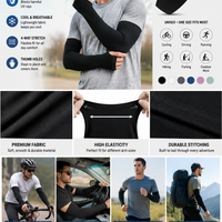 BrandLooks™ ProFlex UV Arm Sleeves – 4-Way Stretch Cooling Sun Protection with Thumb Holes for Cycling, Riding & Outdoor Sports (Black)